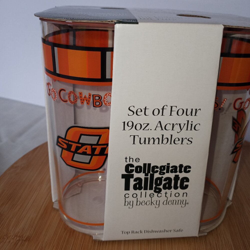 OKLAHOMA STATE UNIVERSITY  acrylic tumbler set of 4